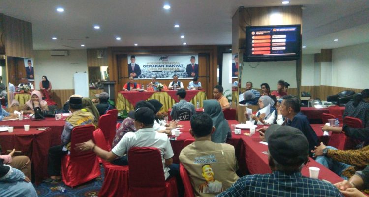 Relawan AMIN menggelar Workshop Pembasisan Gerakan Rakyat untuk Perubahan untuk Dapil Sulsel 1 di Hotel Lynt, Jalan Hertasning Makassar, Sabtu (11/10/2023). / F. Dok InDepthNews.id